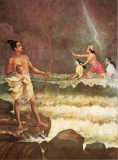 Raja Ravi Varma Sri Rama Vanquishing the Sea